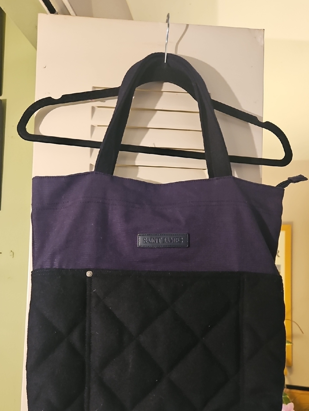 Saint James Navy and Black Quilted Tote